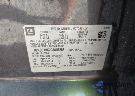 2016 Chevrolet Tahoe Ls z USA, uszkodzony, nr VIN 1GNSCAKC2GR456558